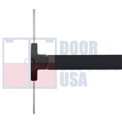 First Choice 2-1/2 in. Tall x 6-5/8 in. Wide Chassis Head Concealed Vertical Rod Panic Bar, For 42 in. Door, Dark Bronze Finish