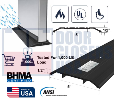 Commercial Door 36 in. Length Saddle Threshold Sill, 5 in. Wide x 1/2 in. Height, With Pre-Drilled Holes, Black Anodized
