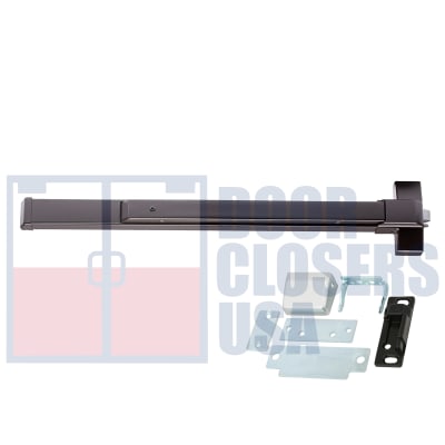 Global Door Controls Rim Panic Bar, 2-3/16 in. Wide x 6-1/8 in. Tall Chassis Head, 2-1/4 in. Tall Push Bar, For 36 in. Wide Door, Dark Bronze Finish