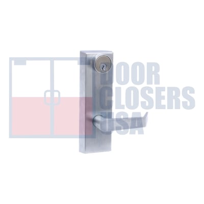 Global Door Controls Storeroom Lever Escutcheon Trim For 2-3/16 in. Wide x 6-1/8 in. Tall Chassis Head, 2-1/4 in. Tall Push Bar Rim Panic Bar, US26D Satin Chrome Finish