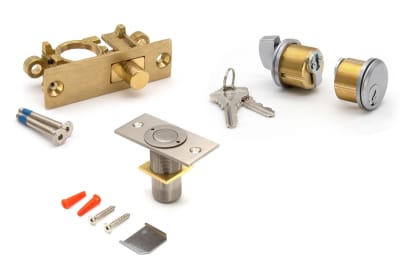 Frameless Glass Door Bottom Rail Lock Kit With Standard 11/16 in. Throw, Outside Lock Cylinder, Inside Thumbturn, 2 Keys, and Dustproof Keeper, Brushed Stainless Finish