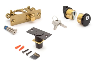 Frameless Glass Door Bottom Rail Lock Kit With Standard 11/16 in. Throw, Outside Lock Cylinder, Inside Thumbturn, 2 Keys, and Dustproof Keeper, Matte Black Finish
