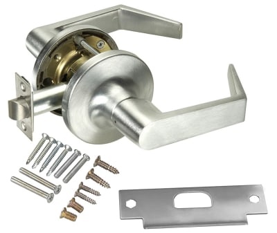 Hager Grade 1 Heavy Duty Commercial Passage Handle (Always Unlocked), 3-7/16 in. Rose Trim, Plain Lever On Outside, Plain Lever On Inside, 626 Satin Chrome Finish