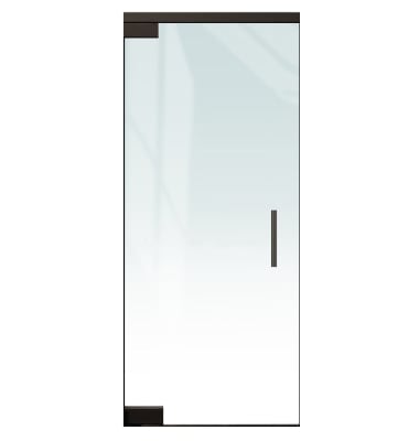 Herc-Lite Herculite "A" Right Hand 36 in. x 84 in. Glass Door, 4 in. x 9-1/2 in. Square Patch Corners Accepts 1/2 in. Glass (Glass Not Included), 1-3/4 in. x 4 in. Frame Head, Concealed Closer, 12 in. Handles, No Lock, Dark Bronze Anodized Finish