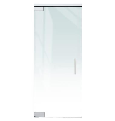 Herc-Lite Herculite "A" Right Hand 36 in. x 84 in. Glass Door, 4 in. x 9-1/2 in. Square Patch Corners Accepts 1/2 in. Glass (Glass Not Included), 1-3/4 in. x 4 in. Frame Head, Concealed Closer, 12 in. Handles, No Lock, Polished Stainless Steel