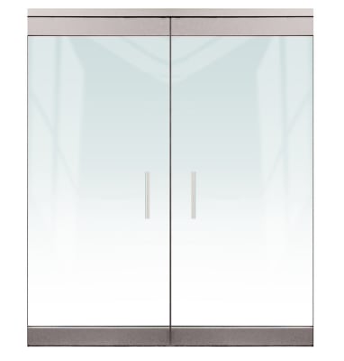 Herc-Lite Herculite "P" 72 in. x 84 in. Glass Double Door, 4 in. Tapered Door Rails, Accepts 1/2 in. Glass (Glass Not Included), 1-3/4 in. x 4 in. Frame Head, Concealed Closers, 12 in. Handles, and Locks, Brushed Stainless Steel Finish