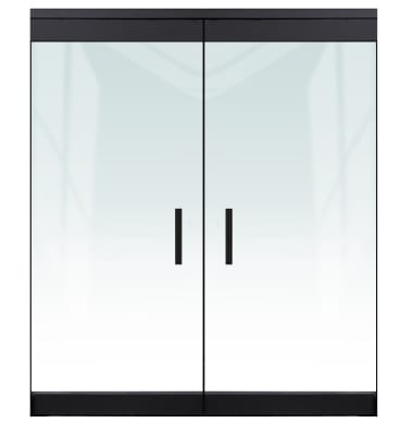 Herc-Lite Herculite "P" 72 in. x 84 in. Glass Double Door, 4 in. Tapered Door Rails, Accepts 1/2 in. Glass (Glass Not Included), 1-3/4 in. x 4 in. Frame Head, Concealed Closers, 12 in. Handles, and Locks, Matte Black Finish