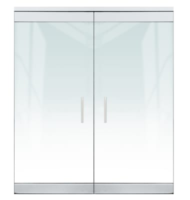Herc-Lite Herculite "P" 72 in. x 84 in. Glass Double Door, 4 in. Tapered Door Rails, Accepts 1/2 in. Glass (Glass Not Included), 1-3/4 in. x 4 in. Frame Head, Concealed Closers, 12 in. Handles, and Locks, Polished Stainless Steel Finish