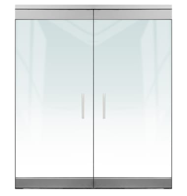 Herc-Lite Herculite "P" 72 in. x 84 in. Glass Double Door, 4 in. Tapered Door Rails, Accepts 1/2 in. Glass (Glass Not Included), 1-3/4 in. x 4 in. Frame Head, Concealed Closers, 12 in. Handles, and Locks, Satin Anodized Finish