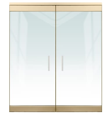 Herc-Lite Herculite "P" 72 in. x 84 in. Glass Double Door, 4 in. Tapered Door Rails, Accepts 1/2 in. Glass (Glass Not Included), 1-3/4 in. x 4 in. Frame Head, Concealed Closers, 12 in. Handles, and Locks, Satin Brass Finish