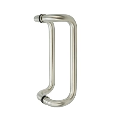 Glass Door 10 in. Back To Back Offset Pull Handle Set, 1 in. Diameter, Brushed Stainless Steel Finish