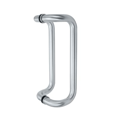 Glass Door 10 in. Back To Back Offset Pull Handle Set, 1 in. Diameter, Polished Stainless Steel Finish