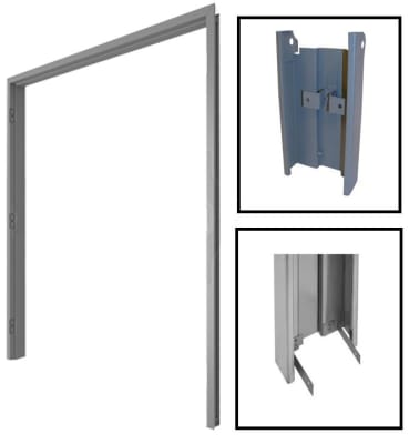 72 in.  x 84 in. Commercial Interior Hollow Metal Double Door Frame With Drywall Compression Anchors, 5-5/8 in. Jamb Depth, 16 Gauge Steel Knock Down Frame, Primered Gray Finish