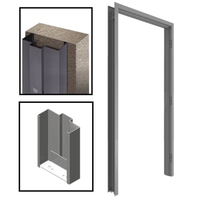 Steel-Lite 36 in. x 84 in. Commercial Left Hand Hollow Metal Door Frame For New Wood or Metal Stud Wall, 7-1/4 in. Jamb Depth, 16 Gauge Steel Knock Down Frame, Primered Gray Finish