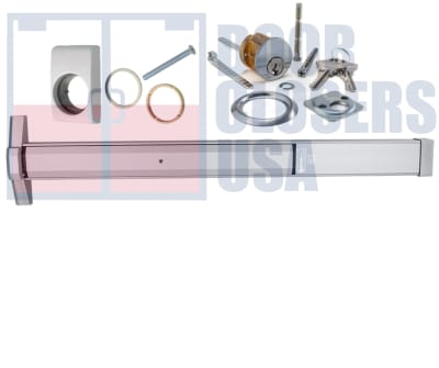 International Door Closers 7301-G1-RZ-36-AL Narrow Stile Rim Panic Hardware With Cylinder For 36 in. Wide Door, Aluminum Finish