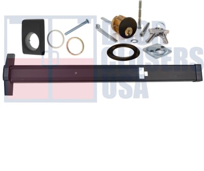 International Door Closers 7301-G1-RZ-48-DU Narrow Stile Rim Panic Hardware With Cylinder For 48 in. Wide Door, Dark Bronze Finish