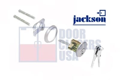 Jackson 1095 Aluminum Rim Cylinder, Keyed Different For Cross Bar Rim Panic Exit Hardware, Aluminum Finish