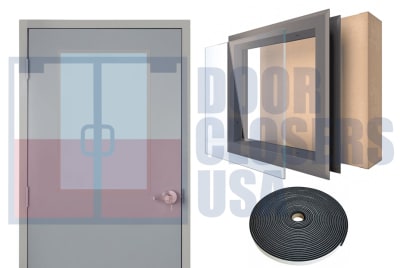 NGP L-FRA Pyran 90 Minute Fire Rated 24 in. Wide x 36 in. Tall Vision Glass Lite Kit, Gray Primered 18 Gauge Cold Rolled Steel Frame, With 3/16 in. Tempered Clear Pyran Fire Glass