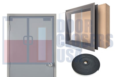 NGP L-FRA Pyran 90 Minute Fire Rated 6 in. Wide x 30 in. Tall Vision Glass Lite Kit, Gray Primered 18 Gauge Cold Rolled Steel Frame, With 3/16 in. Tempered Clear Pyran Fire Glass