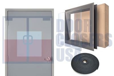 Patriot 90 Minute Fire Rated 18 in. Wide x 18 in. Tall Vision Glass Lite Kit, Gray Primered 18 Gauge Cold Rolled Steel Frame, With 3/16 in. Tempered Clear Pyran Fire Glass