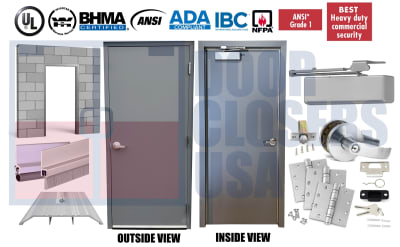 Steel-Lite 42" x 80" Pre-Hung Exterior Hollow Metal Door System - USA Made (3â€“4 Week Production)