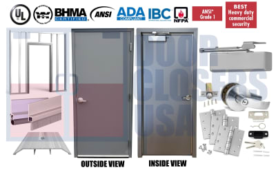 Steel-Lite 42" x 80" Pre-Hung Interior Hollow Metal Door - Wood Stud Anchor Frame, Grade 1 Hardware, USA Made (3â€“4 Week Production)