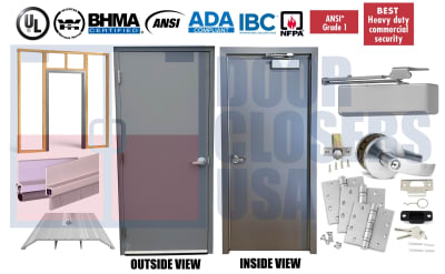 Steel-Lite 48" x 96" Pre-Hung Interior Hollow Metal Door - Wood Stud Anchor Frame, Grade 1 Hardware, USA Made (3â€“4 Week Production)