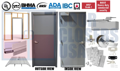 Steel-Lite 48" x 96" Pre-Hung Interior Hollow Metal Door - Wood Stud Anchor Frame, Grade 1 Hardware, USA Made (3â€“4 Week Production)