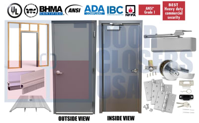 Steel-Lite 48" x 96" Pre-Hung Interior Hollow Metal Door - Wood Stud Anchor Frame, Grade 1 Hardware, USA Made (3â€“4 Week Production)