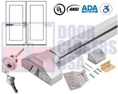 Phoenix Titan 44E0-3 Double Door Rim Exit Device Kit W/ Rim Cylinder - Grade 1 Panic Bar
