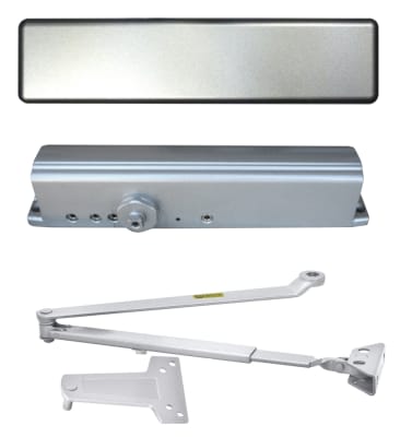 R39348 11-1/8 in. x 3/4 in. Commercial Door Closer With Adjustable Spring Size 1-6, Adjustable Closing and Latch Sweep, ADA Compliant, Aluminum Finish
