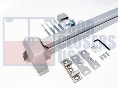 SA11128 51X4 Rim Panic Bar, 1-3/8 in. Wide x 6-1/4 in. Tall Chassis Head, 1-15/16 in. Tall Push Bar, For 36 in. Wide Door, Aluminum Finish