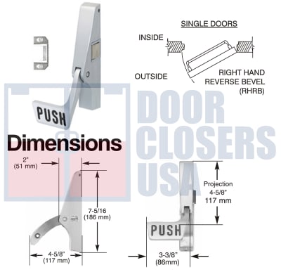 Jackson Paddle Panic Exit Hardware With Dogging, For Single Door Applications, Right Hand Reverse, Aluminum Finish