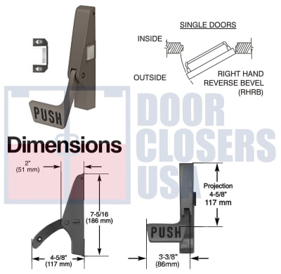 Jackson Paddle Panic Exit Hardware With Dogging, For Single Door Applications, Right Hand Reverse, Dark Bronze Finish