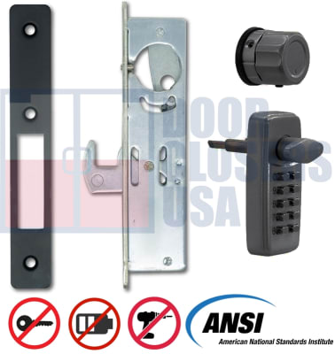 Keyless Entry Storefront Hook Bolt Lock for Narrow Stile Glass Doors - Dark Bronze - StorefrontFix