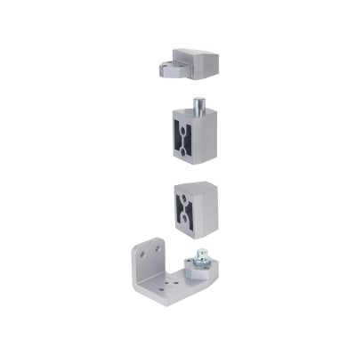 Global Door Controls Left Hand Flush Storefront Glass Door Offset Pivot Hinge Kit Type 5, 3/4 in. Offset, Aluminum Finish
