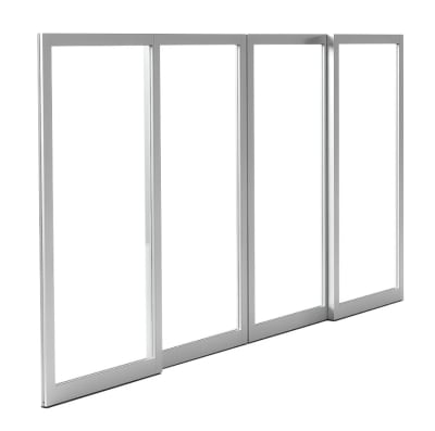 Alumitrex 144 in. x 96 in. (12080) O-X-X-O 4 Panel Commercial Bipart Storefront Sliding Exterior Door System With Flush Lock and Handle, 1/4 in. Glass Stops (Glass Not Included), Clear Anodized Finish