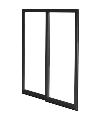 Alumitrex 96 in. x 96 in. X-O Right Hand 2 Panel Commercial Storefront Sliding Exterior Door System With Flush Lock and Handle, 1 in. Insulated Glass, Dark Bronze Anodized Finish