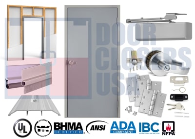 Steel-Liteâ„¢ Hollow Metal Door for Existing Drywall Opening 38" x 85", 2x4 Wood Stud Wall with 5/8" Drywall Each Side (4-7/8" Overall), USA Made
