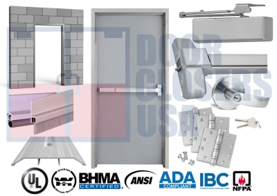 Steel-Liteâ„¢ 42" x 80" Hollow Metal Door, NFPA 80, Panic Bar & Trim