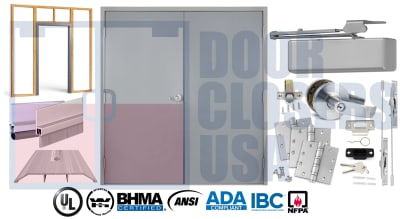 Steel-Liteâ„¢ 96" x 84" Double Hollow Metal Door, Wood Stud Anchor Frame, USA Made