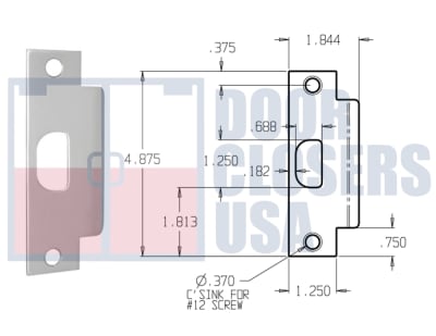 Steelcraft Hollow Metal Door 4-7/8 in. x 1-1/4 in. Strike For ASA Prepped Frames, US32D Satin Stainless Steel Finish