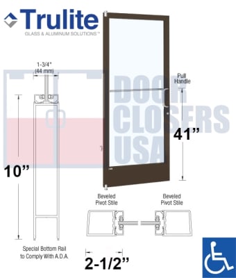 Trulite Series 200 ADA Storefront Door - RH - 36" x 84" - Dark Bronze