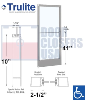 Trulite Series 200 ADA Storefront Door - LH - 36" x 84" - Door Only