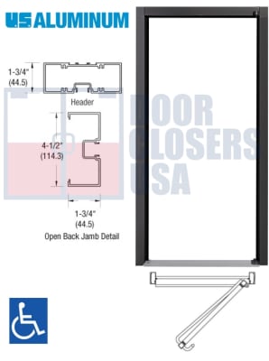 US Aluminum 450 Series Storefront Door Frame - LH - 36" x 84" - Black Bronze