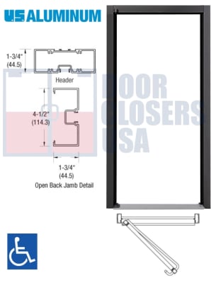 US Aluminum 450 Series Storefront Door Frame - RH - 36" x 84" - Black Bronze