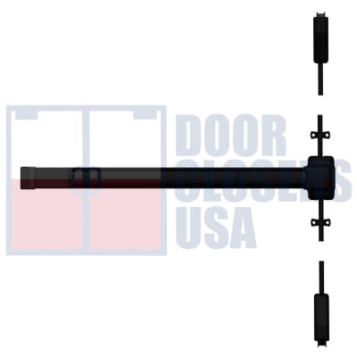 Von Duprin 2-1/2 in. Wide x 4 in. Tall Chassis Head, 2 in. Tall Push Bar, Surface Vertical Rod Panic Exit Device, For 36 in. Wide x 84 in. Tall Door, Black Finish
