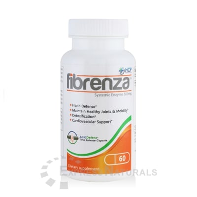 Fibrenza 60 Capsules systemic enzyme supplement bottle by HCP Formulas