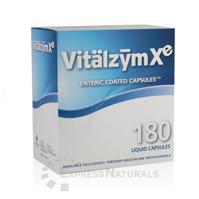 Vitalzym Xe 180 Liquid Gel Capsules professional-strength systemic enzyme supplement box