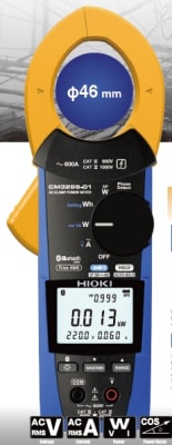 Hioki CM3286-01,  Medidor de Potencia y Calidad de Energía con Amperímetro, una fase, comunicación bluetooth con aplicación para teléfonos inteligentes y función de detección de conexiones ilegales en el robo de la corriente eléctrica